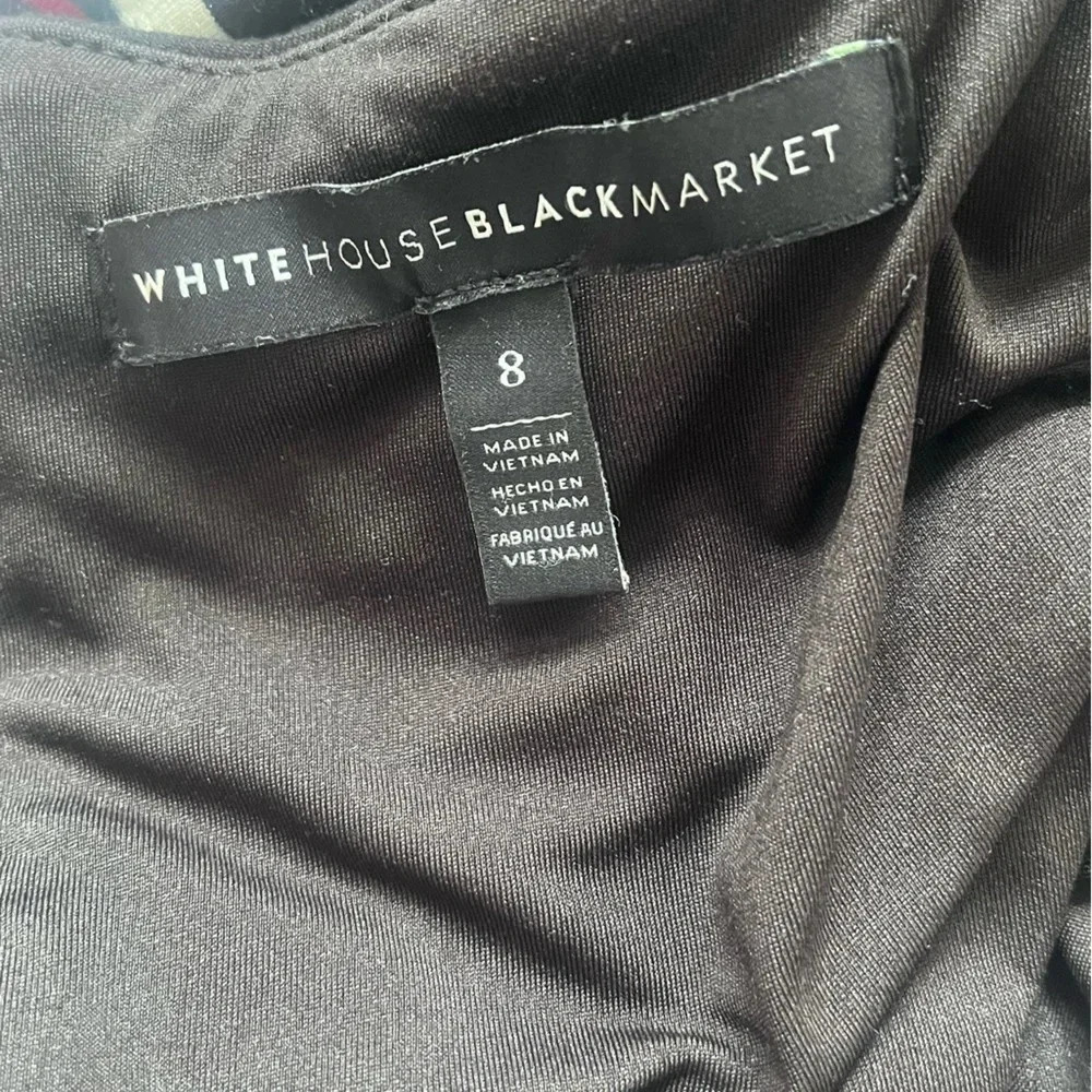 White House Black Market Black and Pint Chevron Striped Midi Dress Women Size 8 - Picture 6 of 10